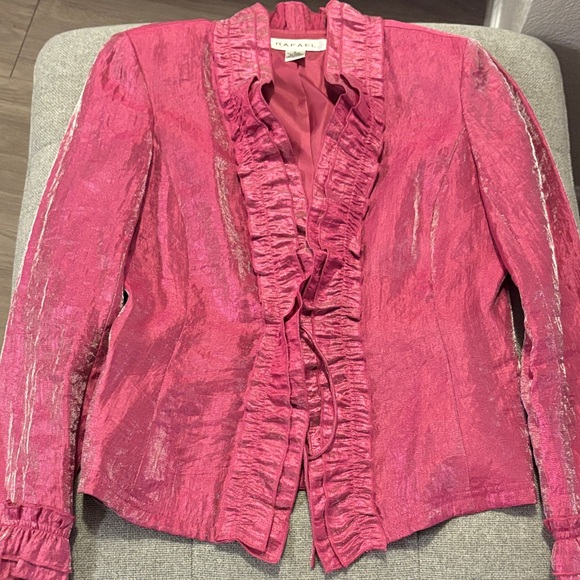 Vintage RAFAEL Fuchsia Ruffled Blazer - Picture 1 of 2